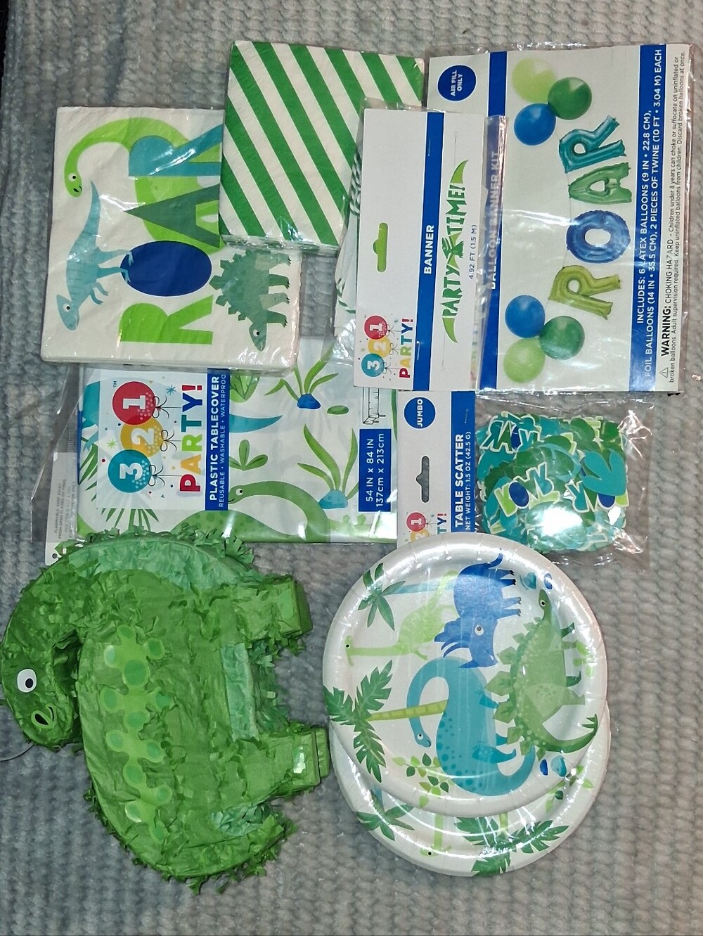 Green Dinosaur Kids’ Party Tableware Set - Fun Dino Design